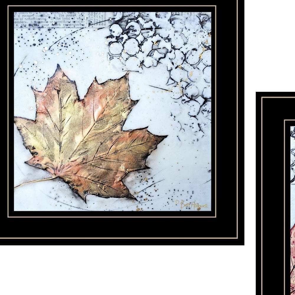 Set Of Two Channeling Fall Leaves Black Framed Print Wall Art - Homeroots - Flyclothing LLC