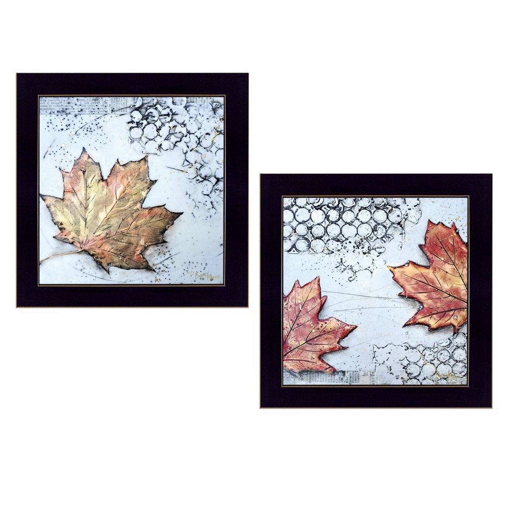 Set Of Two Channeling Fall Leaves I and III 3 Black Framed Print Wall Art - Homeroots - Flyclothing LLC