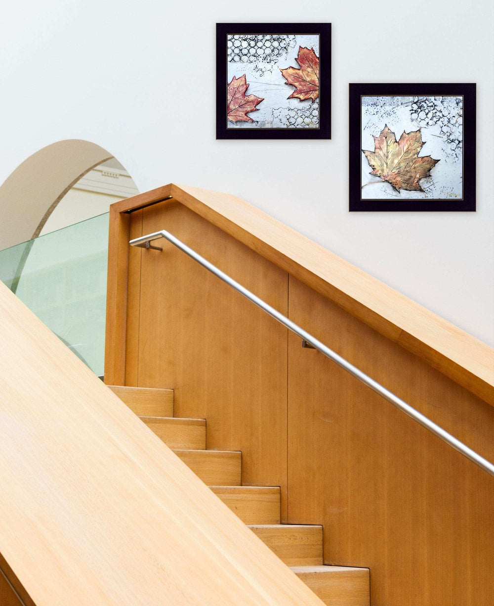 Set Of Two Channeling Fall Leaves I and III 3 Black Framed Print Wall Art - Homeroots - Flyclothing LLC