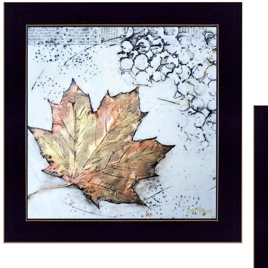 Set Of Two Channeling Fall Leaves I and III 3 Black Framed Print Wall Art - Homeroots - Flyclothing LLC
