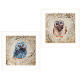 Set Of Two Wonder Years Owls 1 White Framed Print Wall Art - Homeroots - Flyclothing LLC