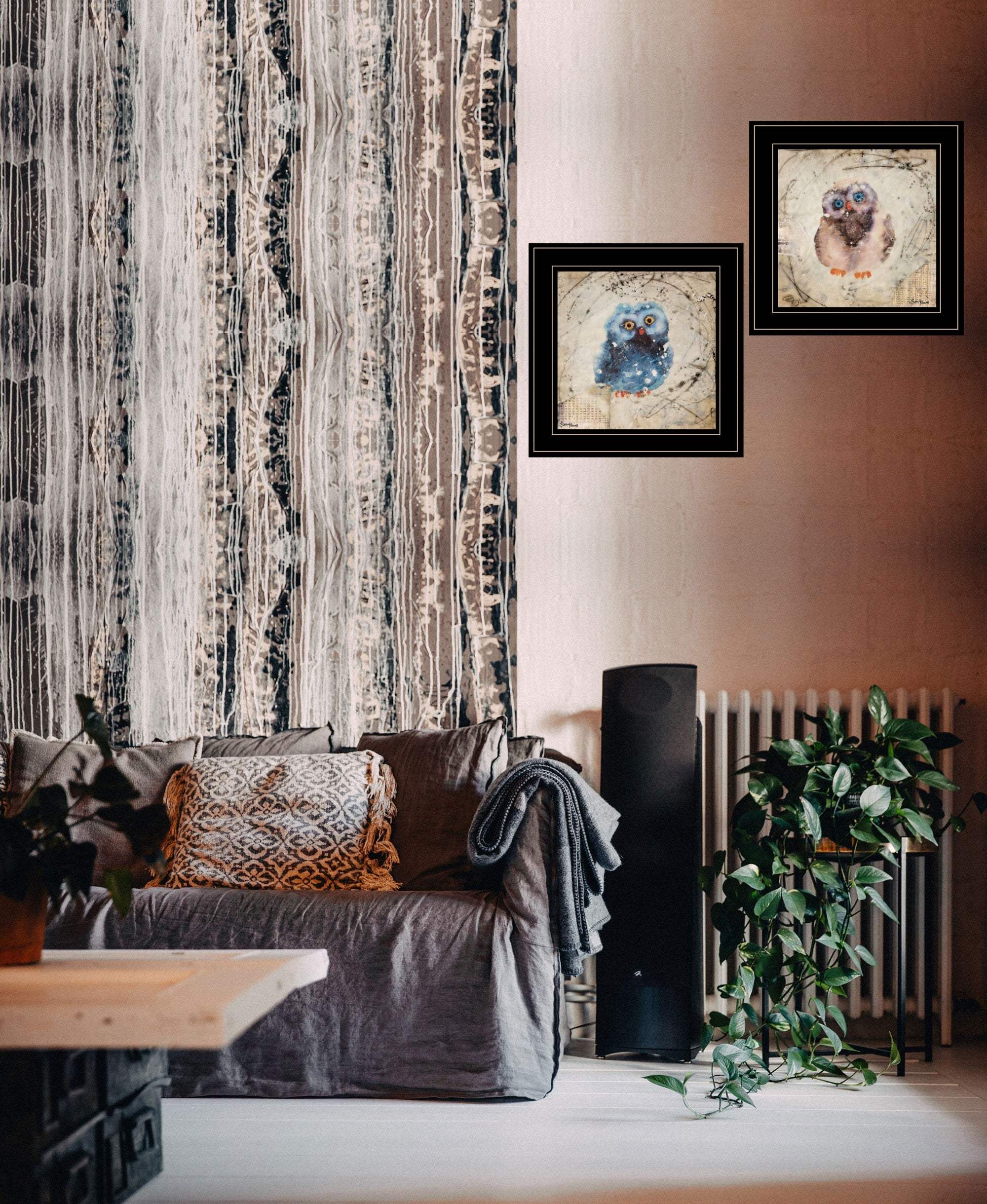 Set Of Two Wonder Years Owls Black Framed Print Wall Art - Homeroots - Flyclothing LLC