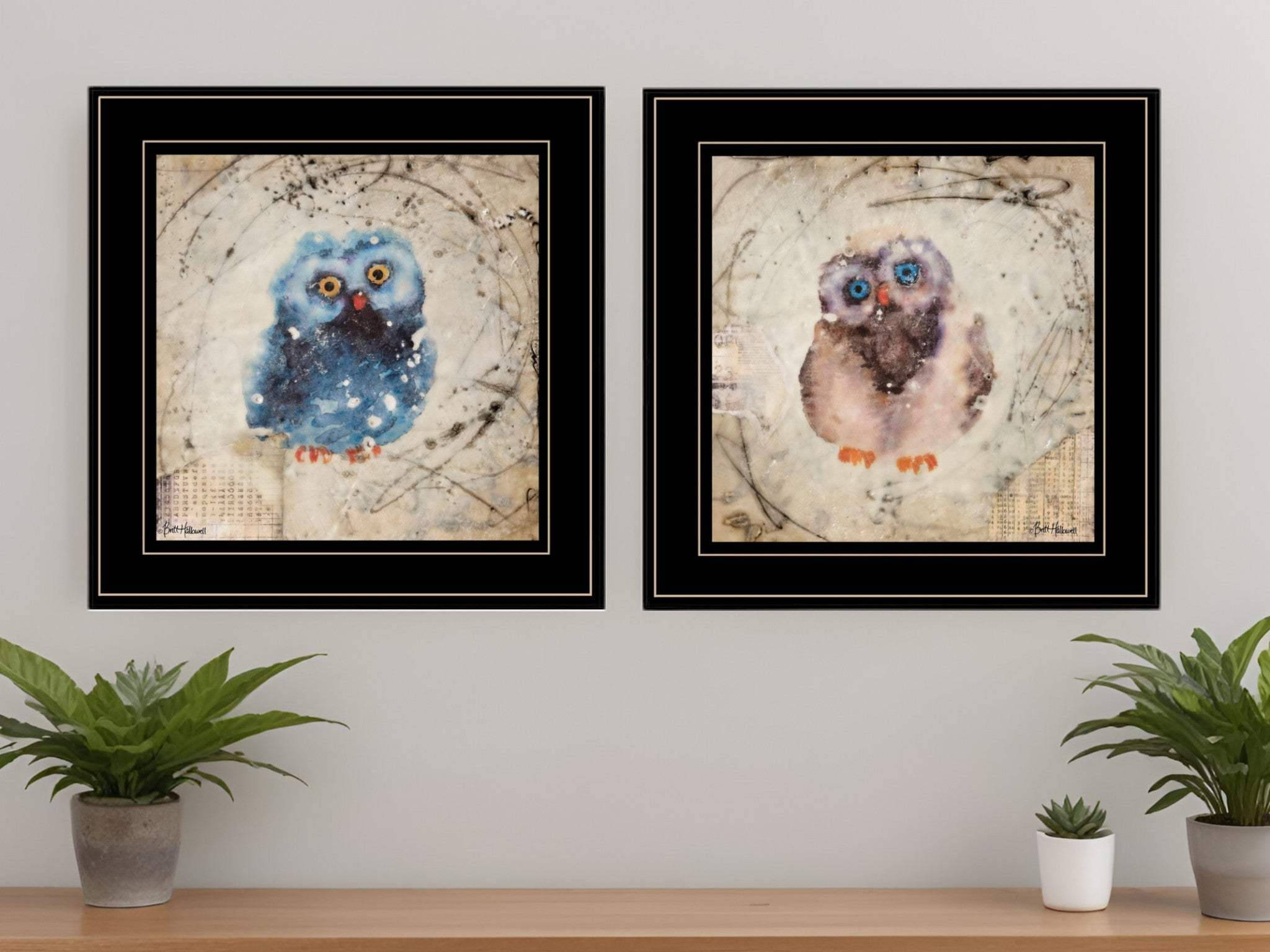 Set Of Two Wonder Years Owls Black Framed Print Wall Art - Homeroots - Flyclothing LLC