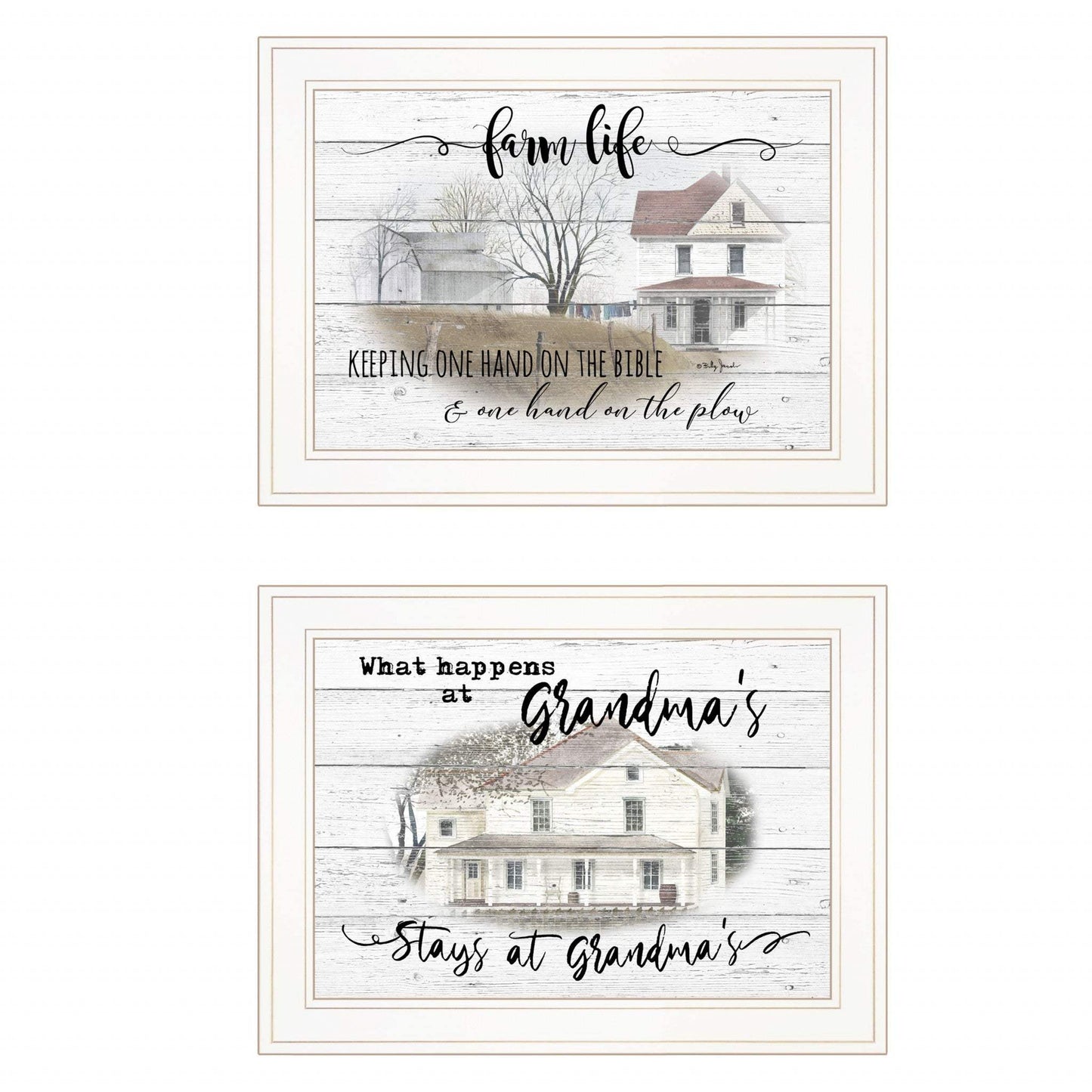 Set Of Two Stays at Grandmas 1 White Framed Print Wall Art - Homeroots - Flyclothing LLC
