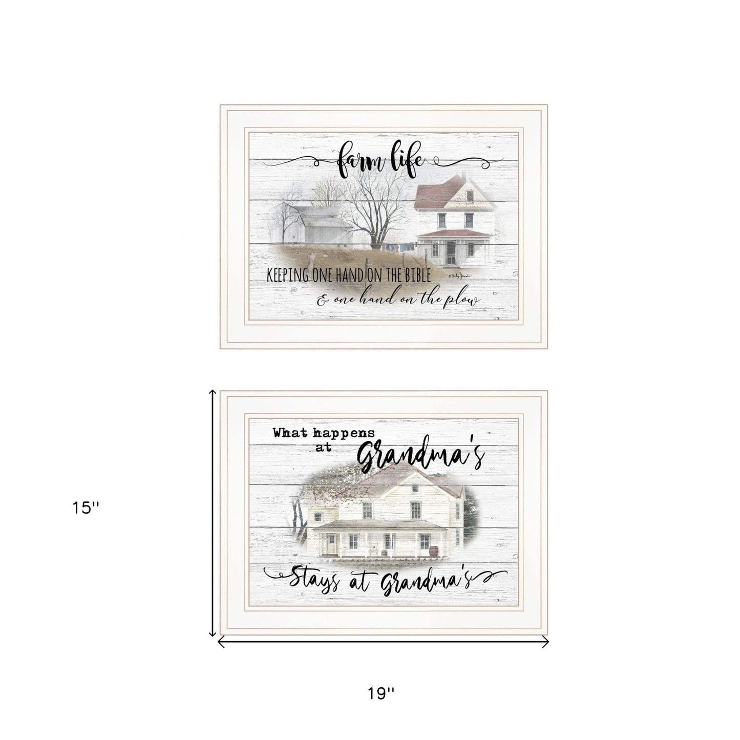 Set Of Two Stays at Grandmas 1 White Framed Print Wall Art - Homeroots - Flyclothing LLC
