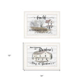 Set Of Two Stays at Grandmas 1 White Framed Print Wall Art - Homeroots - Flyclothing LLC