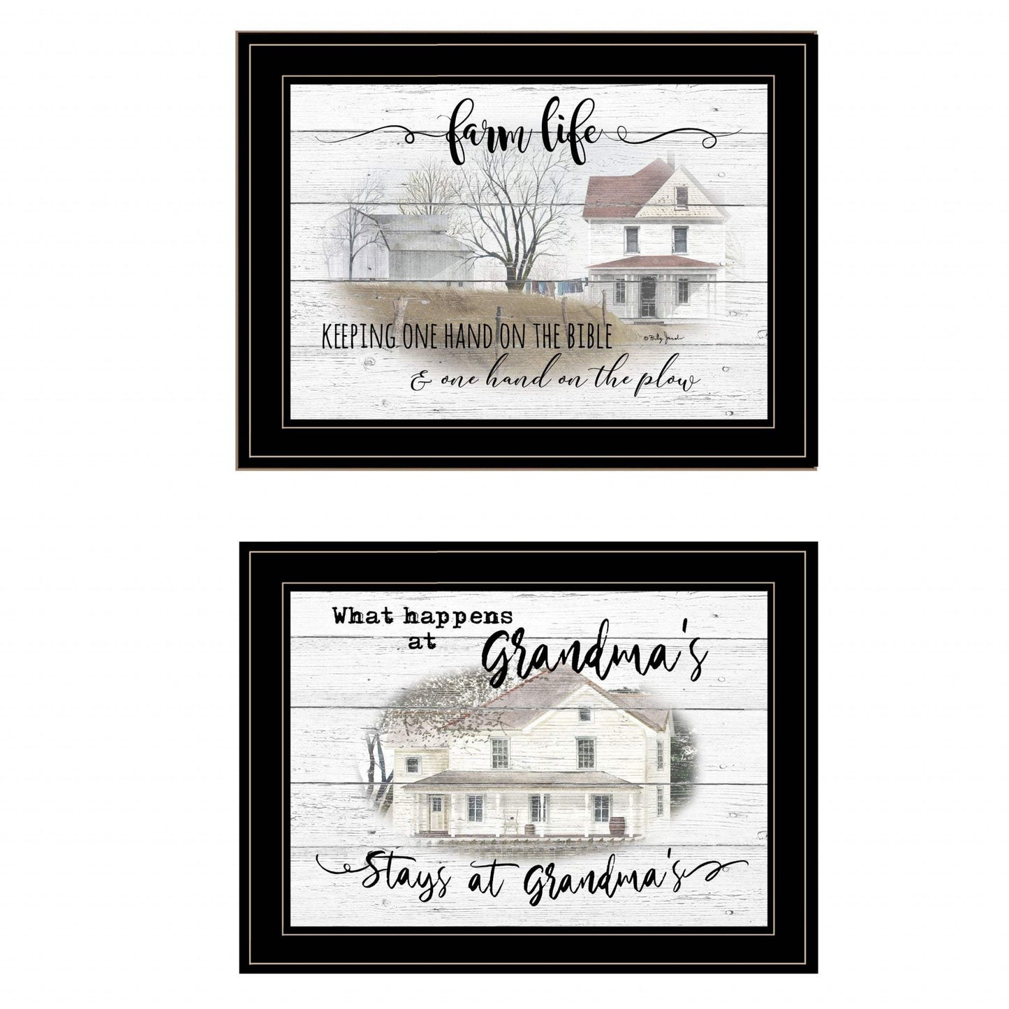 Set Of Two Stays at Grandmas 2 Black Framed Print Wall Art - Homeroots - Flyclothing LLC