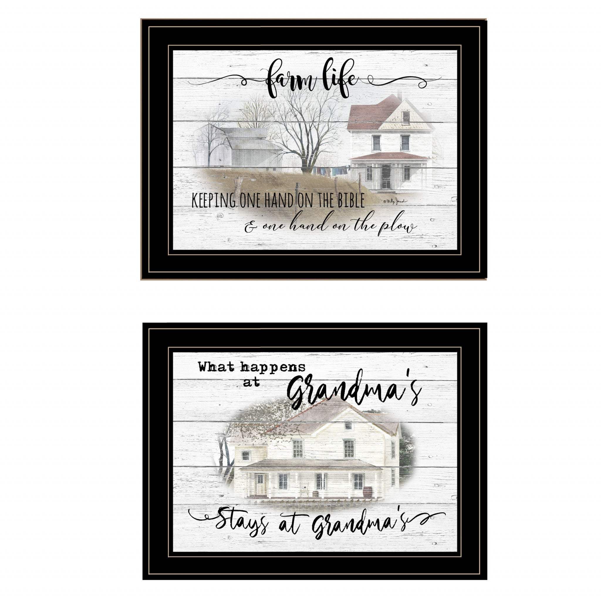 Set Of Two Stays at Grandmas 2 Black Framed Print Wall Art - Homeroots - Flyclothing LLC