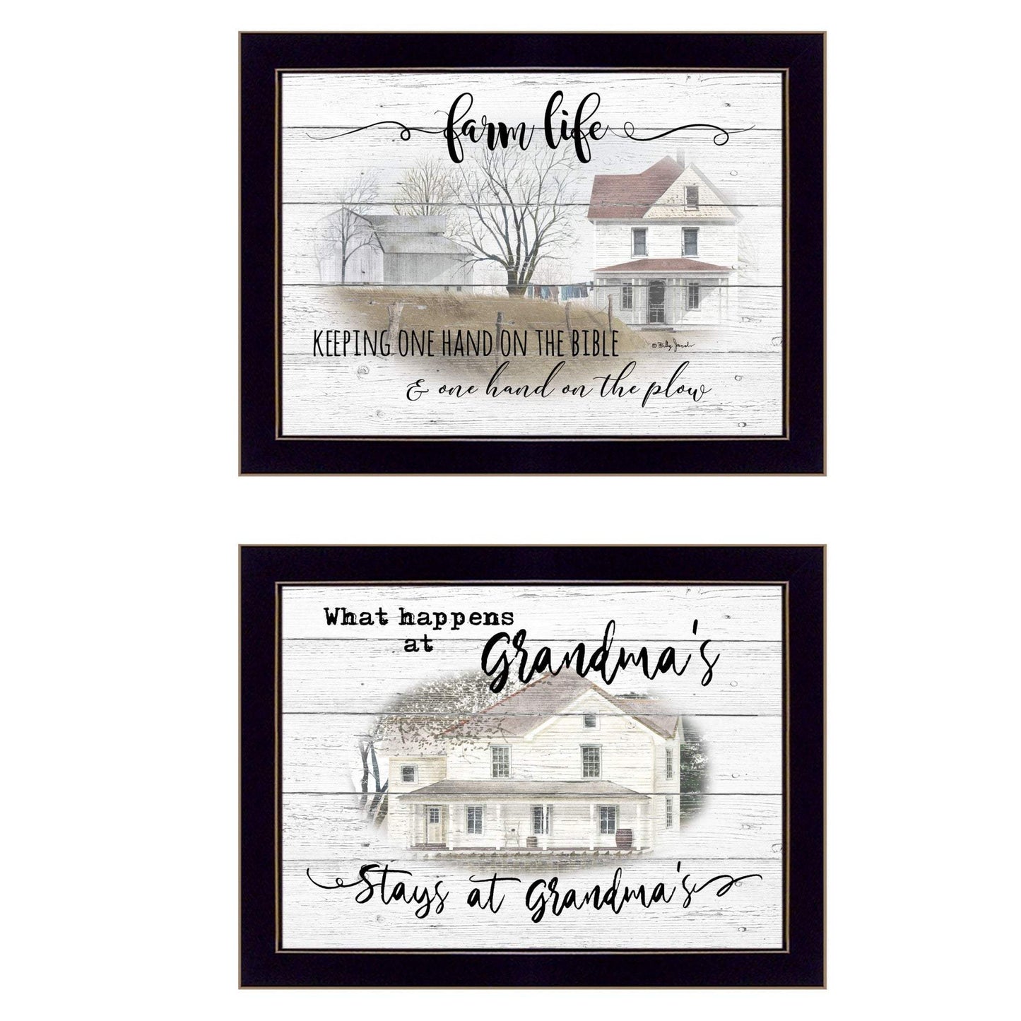 Set Of Two Stays at Grandmas Black Framed Print Wall Art - Homeroots - Flyclothing LLC