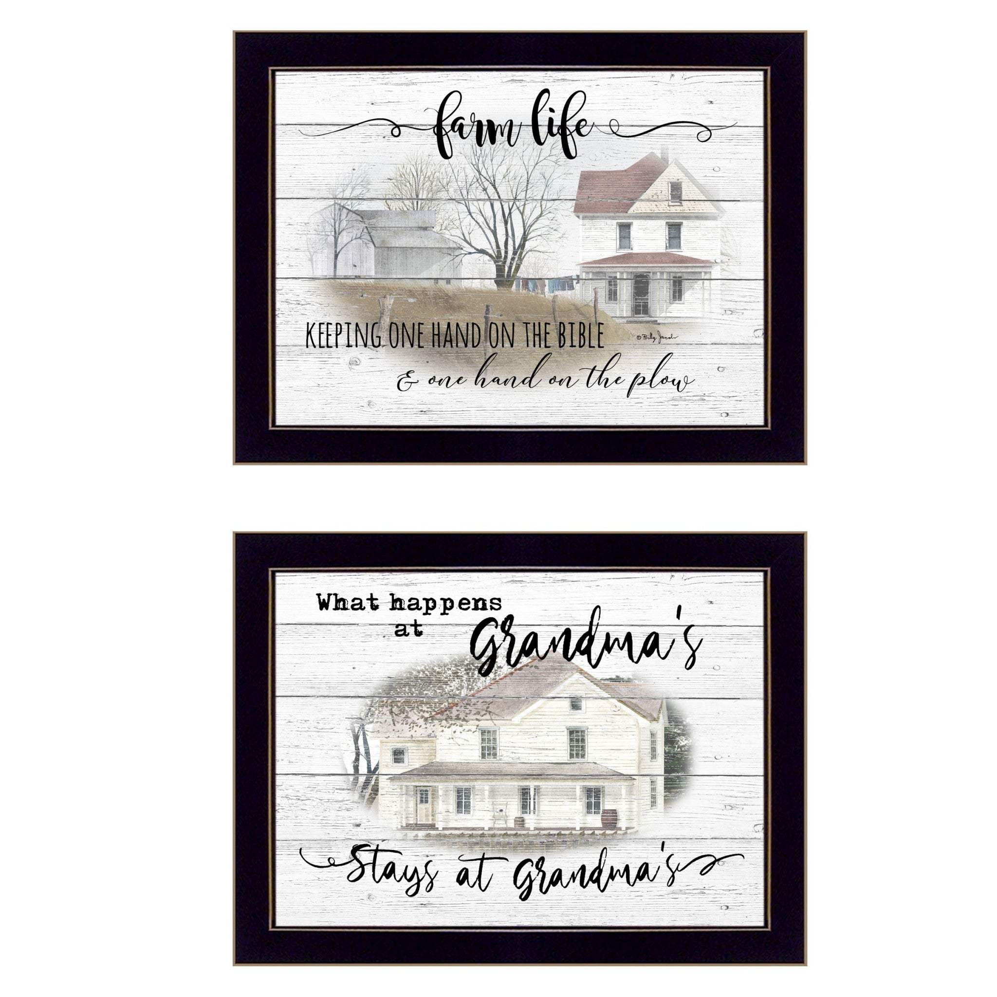 Set Of Two Stays at Grandmas Black Framed Print Wall Art - Homeroots - Flyclothing LLC