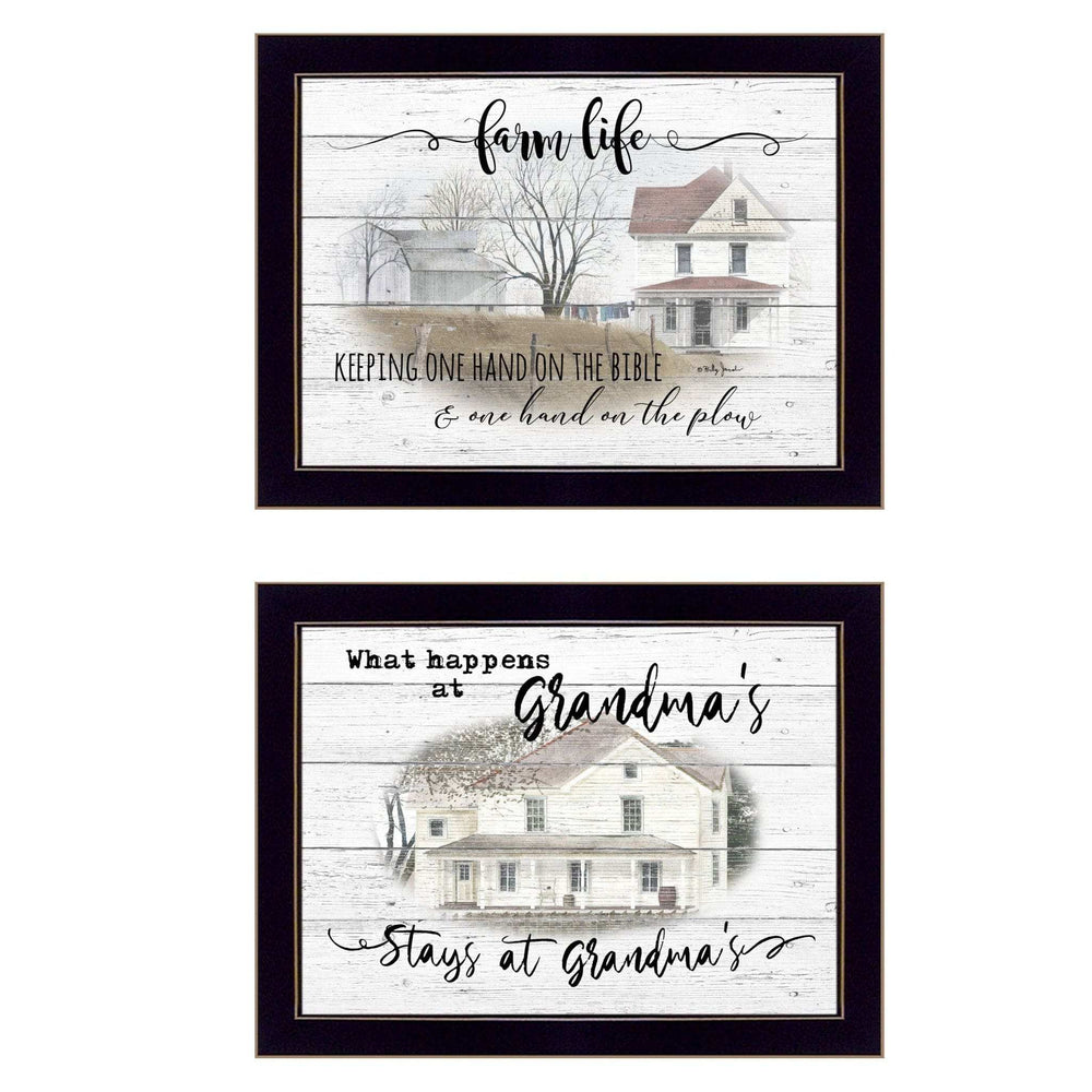 Set Of Two Stays at Grandmas Black Framed Print Wall Art - Homeroots - Flyclothing LLC