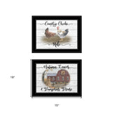 Set Of Two Chickens and Autumn Black Framed Print Wall Art - Homeroots