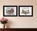 Set Of Two Chickens and Autumn Black Framed Print Wall Art - Homeroots - Flyclothing LLC