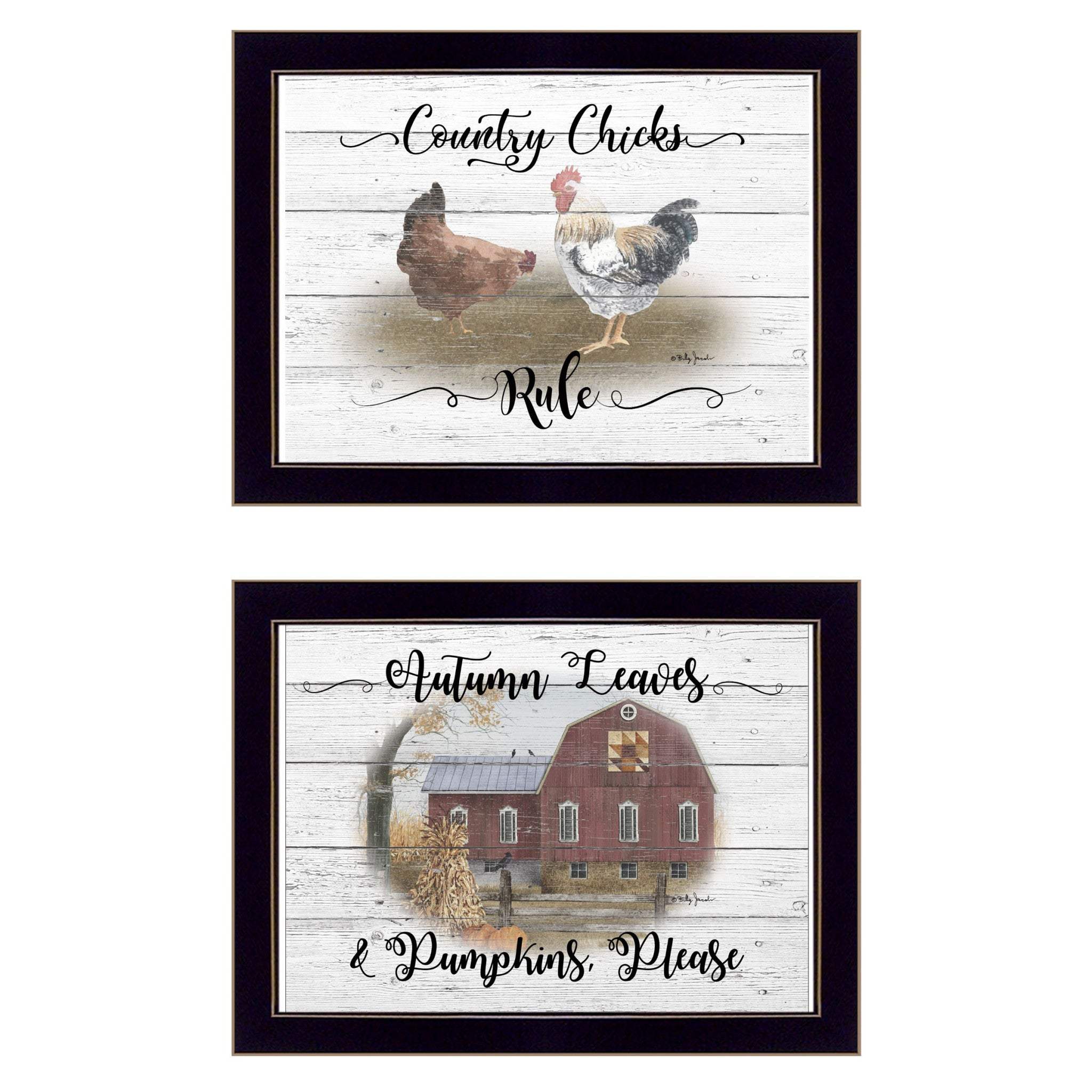 Set Of Two Country Living Black Framed Print Wall Art - Homeroots - Flyclothing LLC