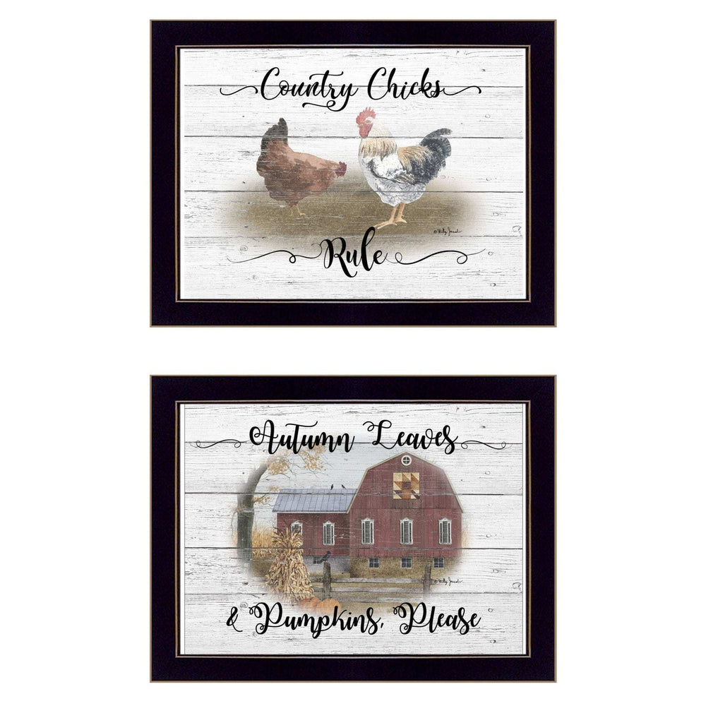 Set Of Two Country Living Black Framed Print Wall Art - Homeroots - Flyclothing LLC