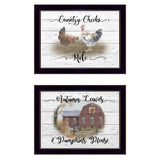 Set Of Two Country Living Black Framed Print Wall Art - Homeroots