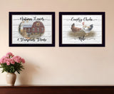 Set Of Two Country Living Black Framed Print Wall Art - Homeroots