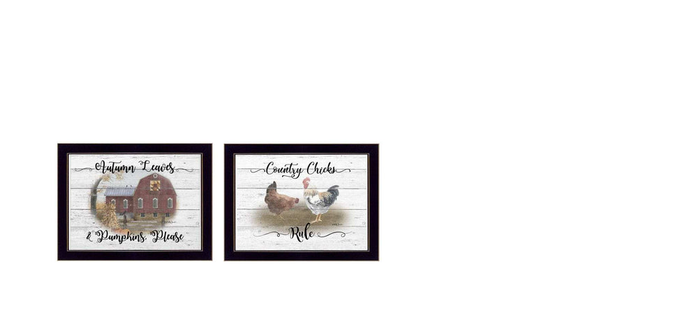 Set Of Two Country Living Black Framed Print Wall Art - Homeroots - Flyclothing LLC