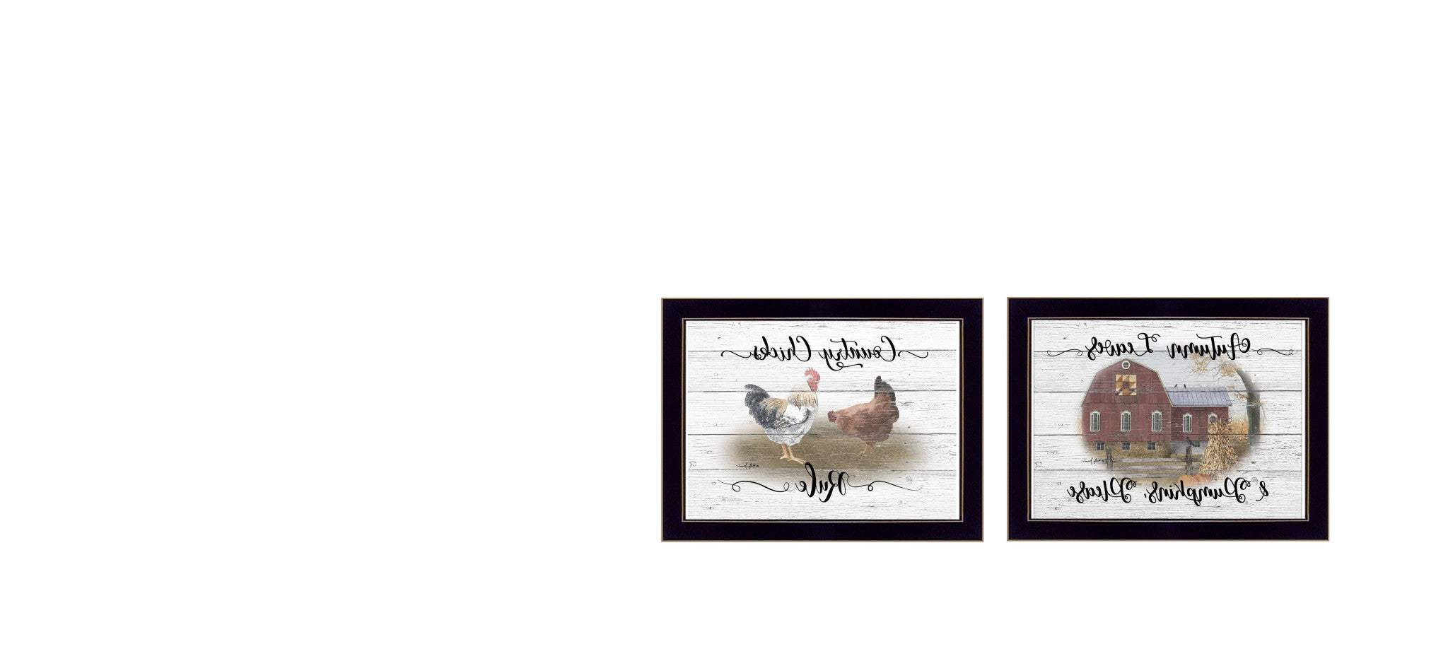 Set Of Two Country Living Black Framed Print Wall Art - Homeroots - Flyclothing LLC