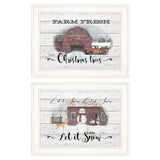 Set Of Two Farm Christmas 1 White Framed Print Wall Art - Homeroots