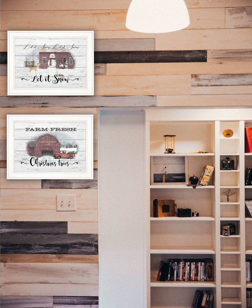 Set Of Two Farm Christmas 1 White Framed Print Wall Art - Homeroots - Flyclothing LLC