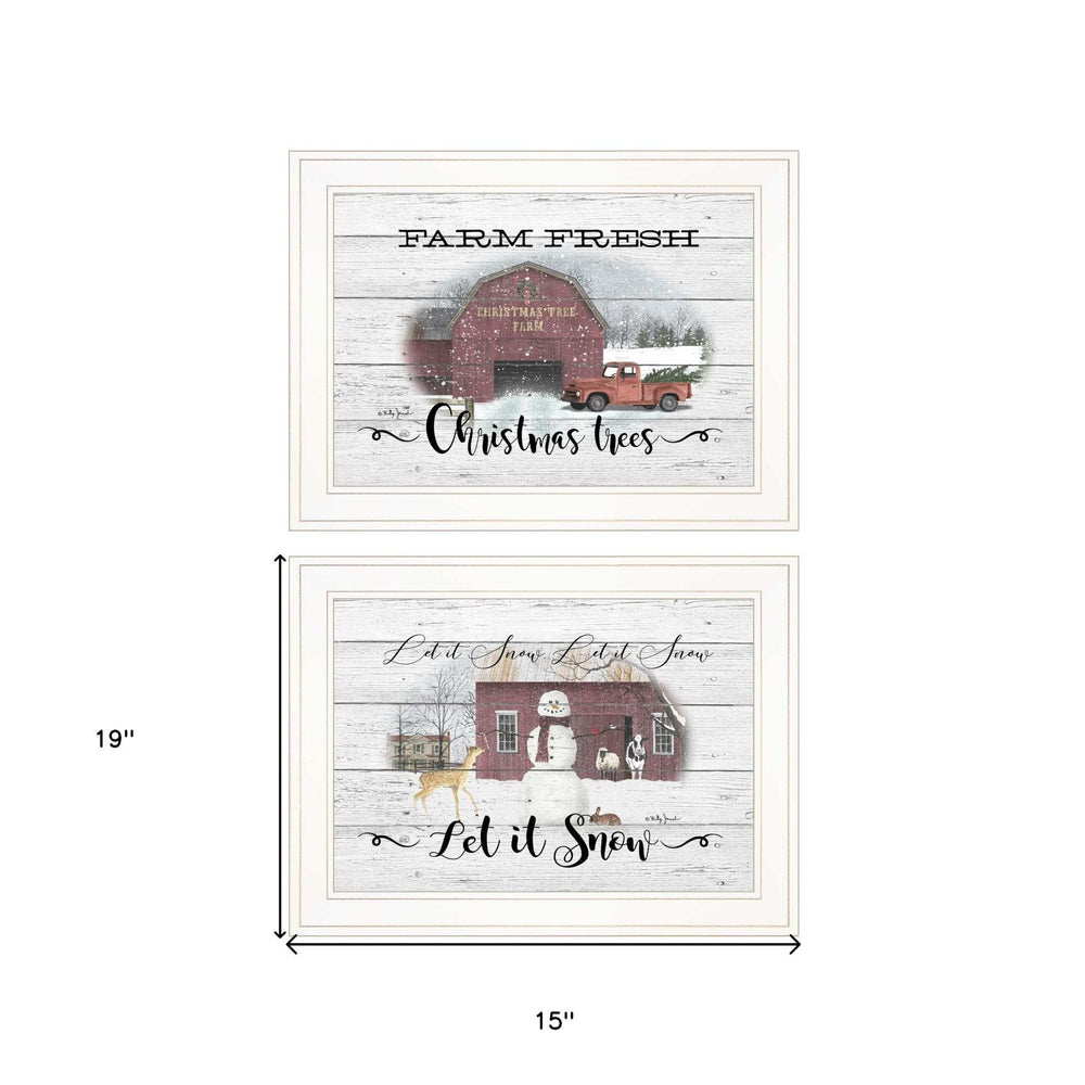 Set Of Two Farm Christmas 1 White Framed Print Wall Art - Homeroots - Flyclothing LLC