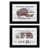 Set Of Two Farm Christmas 2 Black Framed Print Wall Art - Homeroots