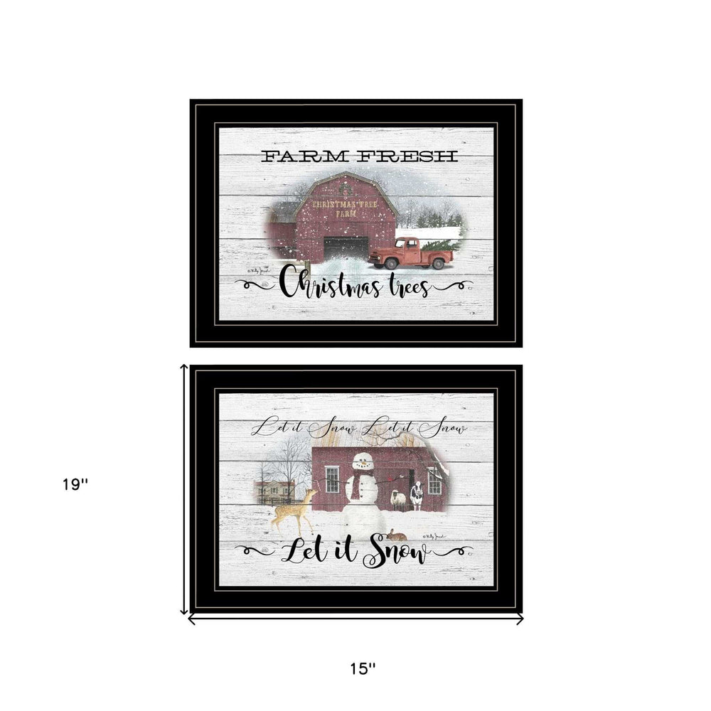 Set Of Two Farm Christmas 2 Black Framed Print Wall Art - Homeroots - Flyclothing LLC