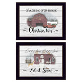Set Of Two Farm Christmas Black Framed Print Wall Art - Homeroots