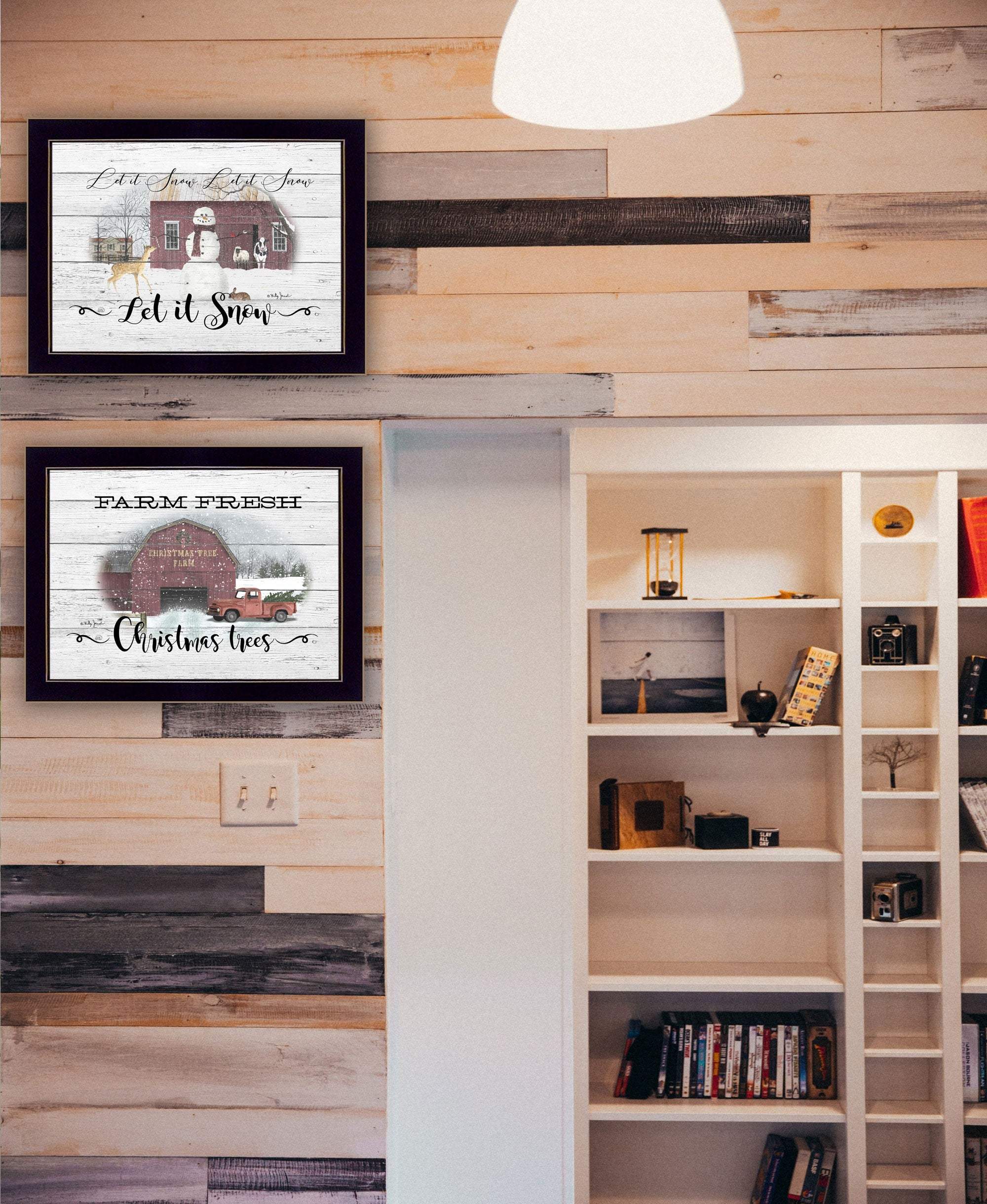 Set Of Two Farm Christmas Black Framed Print Wall Art - Homeroots - Flyclothing LLC