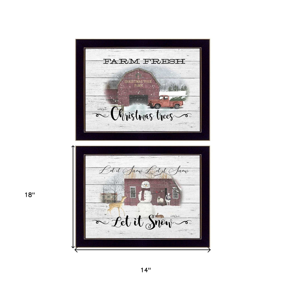 Set Of Two Farm Christmas Black Framed Print Wall Art - Homeroots - Flyclothing LLC