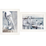 Set Of Two Pelican Party White Framed Coastal Wall Art - Homeroots