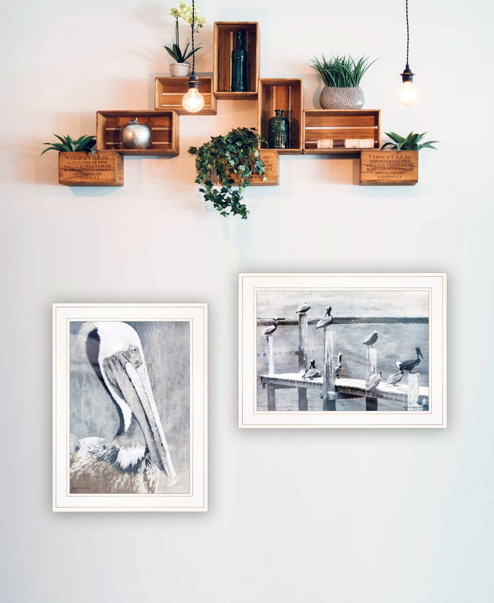 Set Of Two Pelican Party White Framed Coastal Wall Art - Homeroots - Flyclothing LLC
