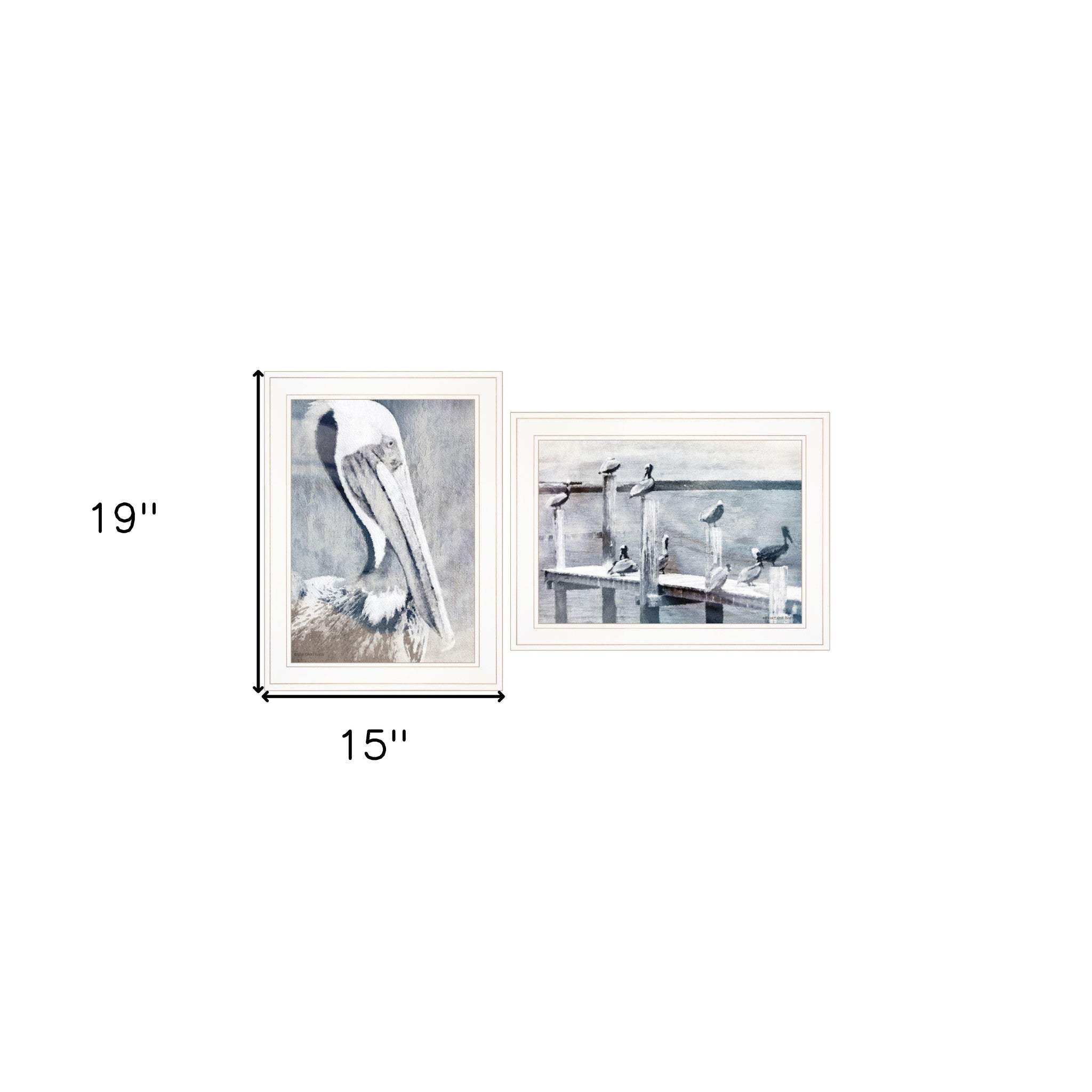 Set Of Two Pelican Party White Framed Coastal Wall Art - Homeroots - Flyclothing LLC