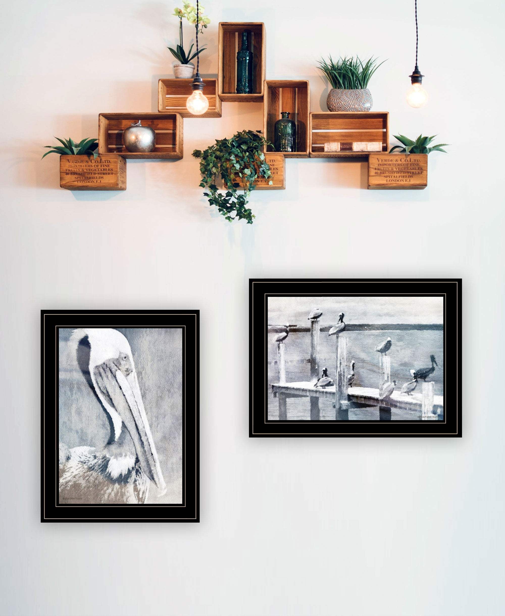Set Of Two Pelican Party Black Framed Coastal Wall Art - Homeroots - Flyclothing LLC
