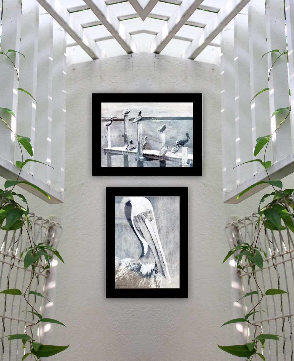 Set Of Two Pelican Party Black Framed Coastal Wall Art - Homeroots - Flyclothing LLC