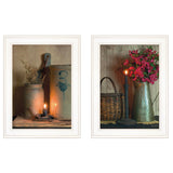 Set Of Two Country Candlelight White Framed Print Wall Art - Homeroots