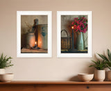 Set Of Two Country Candlelight White Framed Print Wall Art - Homeroots