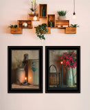 Set Of Two Country Candlelight Black Framed Print Wall Art - Homeroots - Flyclothing LLC