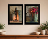 Set Of Two Country Candlelight Black Framed Print Wall Art - Homeroots
