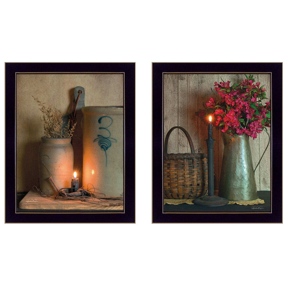 Set Of Two Country Candlelight Black Framed Print Wall Art - Homeroots - Flyclothing LLC