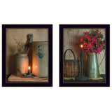Set Of Two Country Candlelight Black Framed Print Wall Art - Homeroots