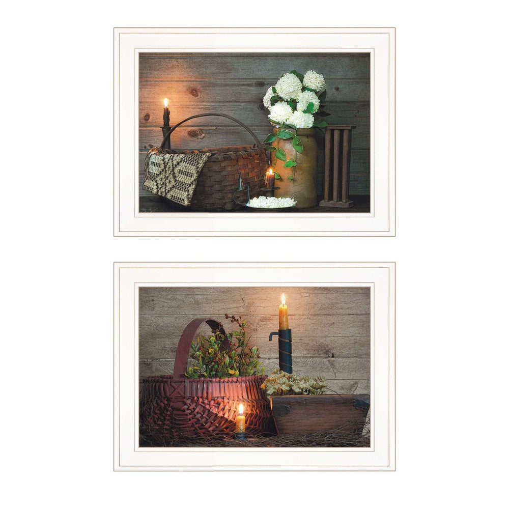 Set Of Two Country Candlelight 4 White Framed Print Wall Art - Homeroots - Flyclothing LLC