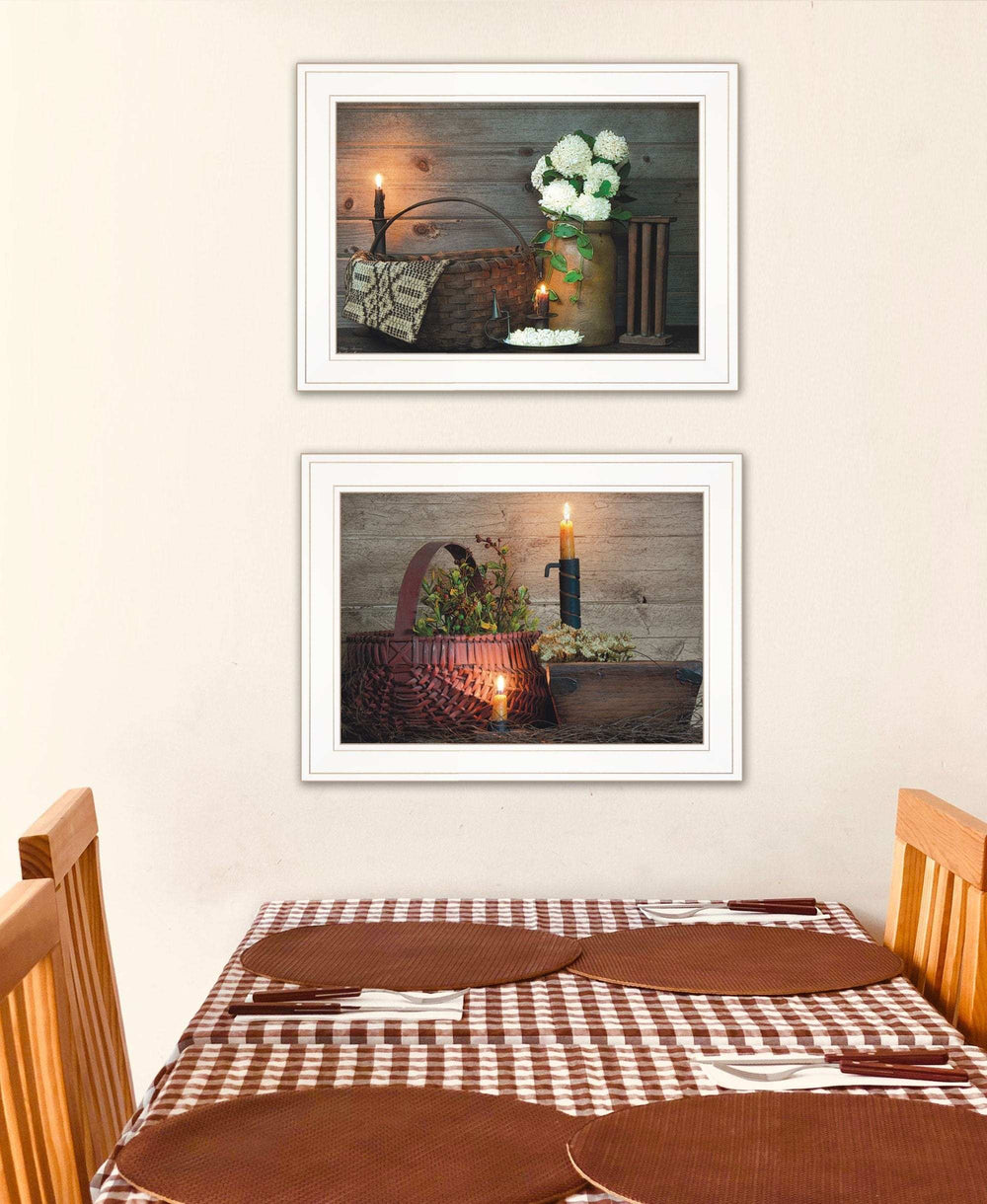 Set Of Two Country Candlelight 4 White Framed Print Wall Art - Homeroots - Flyclothing LLC