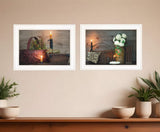 Set Of Two Country Candlelight 4 White Framed Print Wall Art - Homeroots - Flyclothing LLC