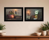 Set Of Two Baskets and Flowers Black Framed Print Wall Art - Homeroots - Flyclothing LLC