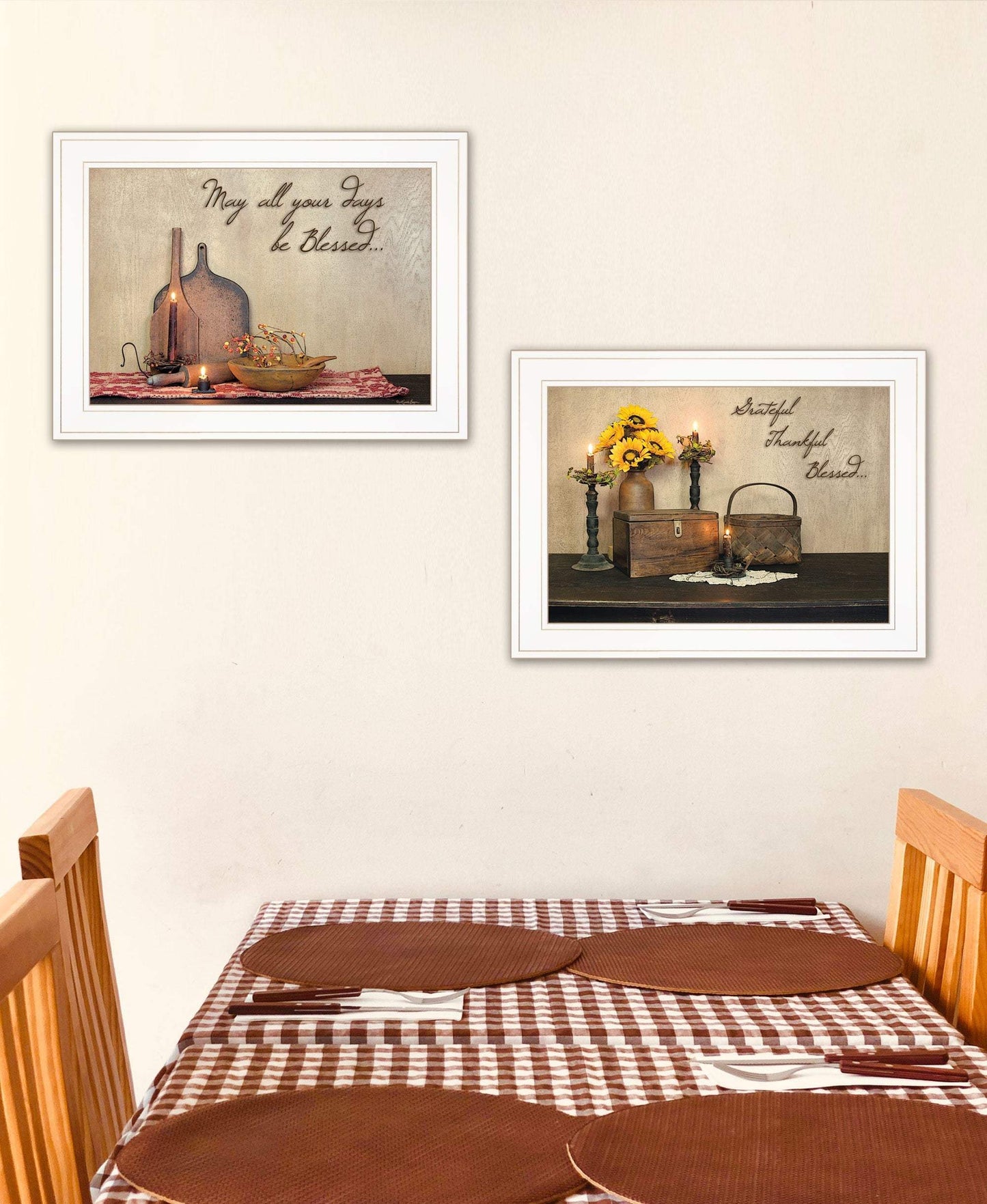 Set Of Two Twice Blessed 1 White Framed Print Wall Art - Homeroots - Flyclothing LLC