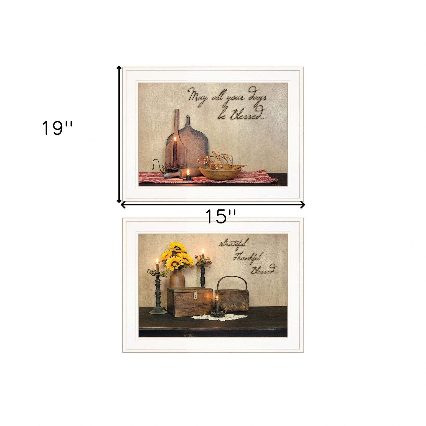 Set Of Two Twice Blessed 1 White Framed Print Wall Art - Homeroots - Flyclothing LLC