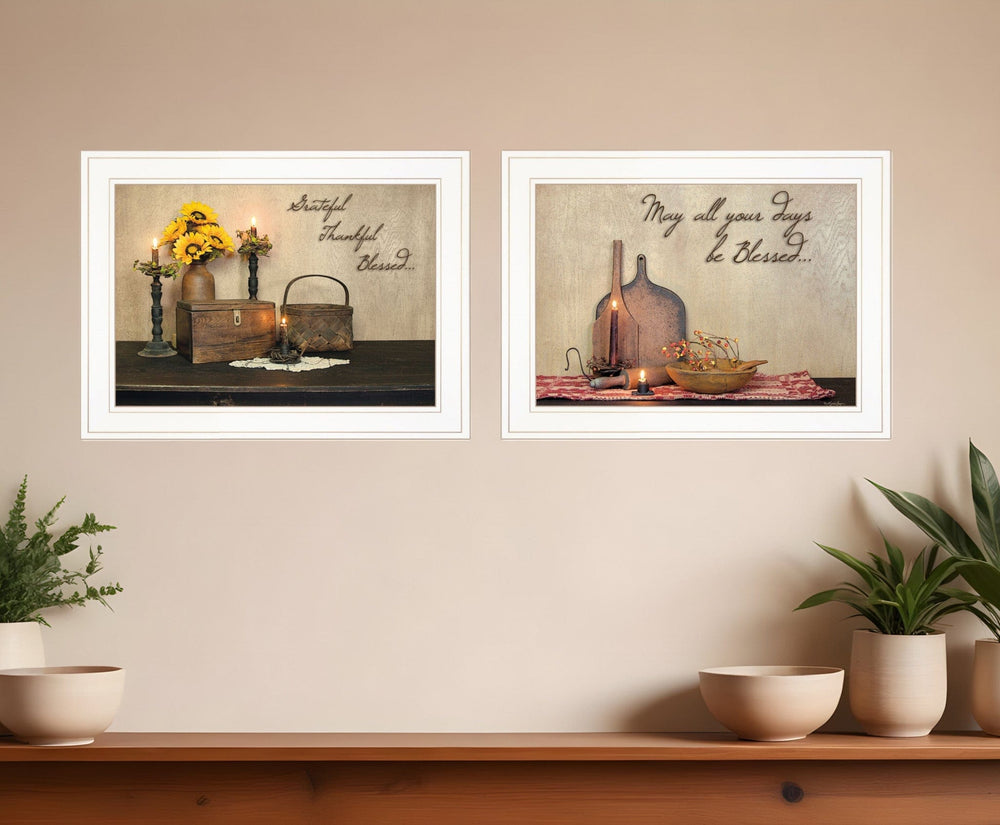 Set Of Two Twice Blessed 1 White Framed Print Wall Art - Homeroots