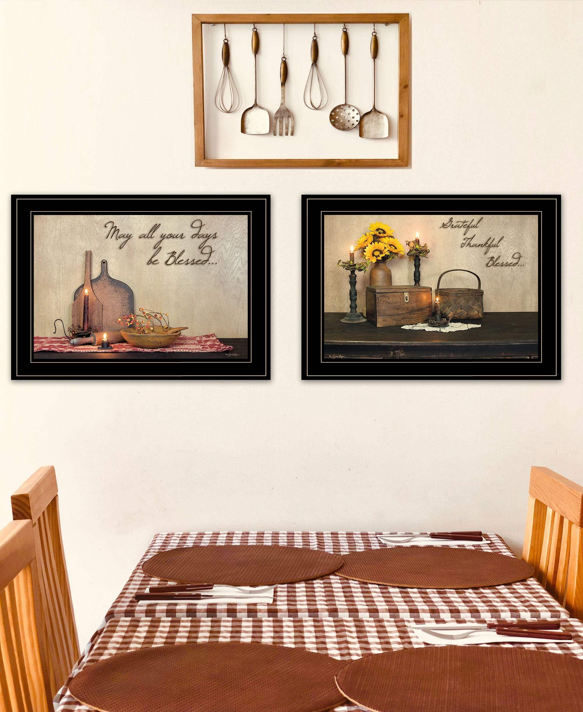 Set Of Two Twice Blessed 2 Black Framed Print Wall Art - Homeroots - Flyclothing LLC